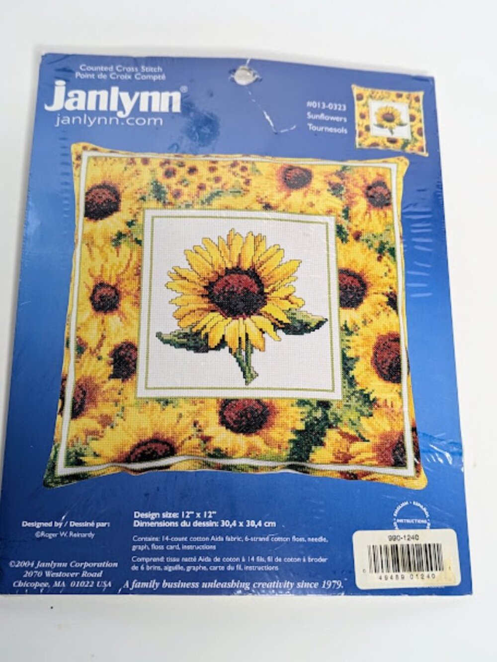 Janlynn Sunflowers Counted Cross Stitch Kit New Sealed Cushion 12x12
